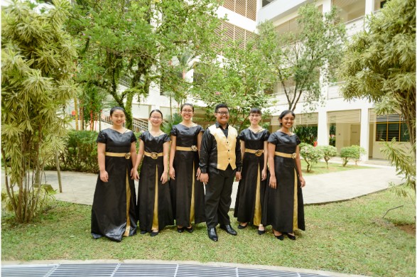 Choir members in the school garden